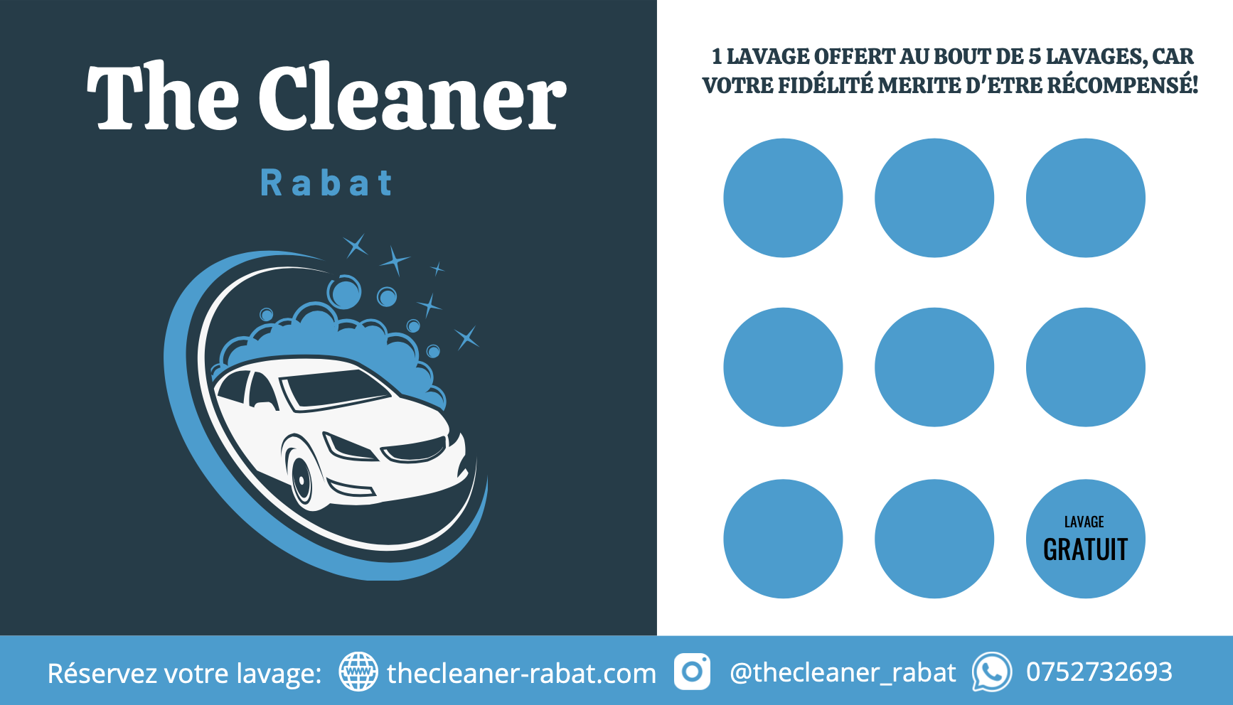 Carte de fidelite lavage a domicile rabat hay riad 